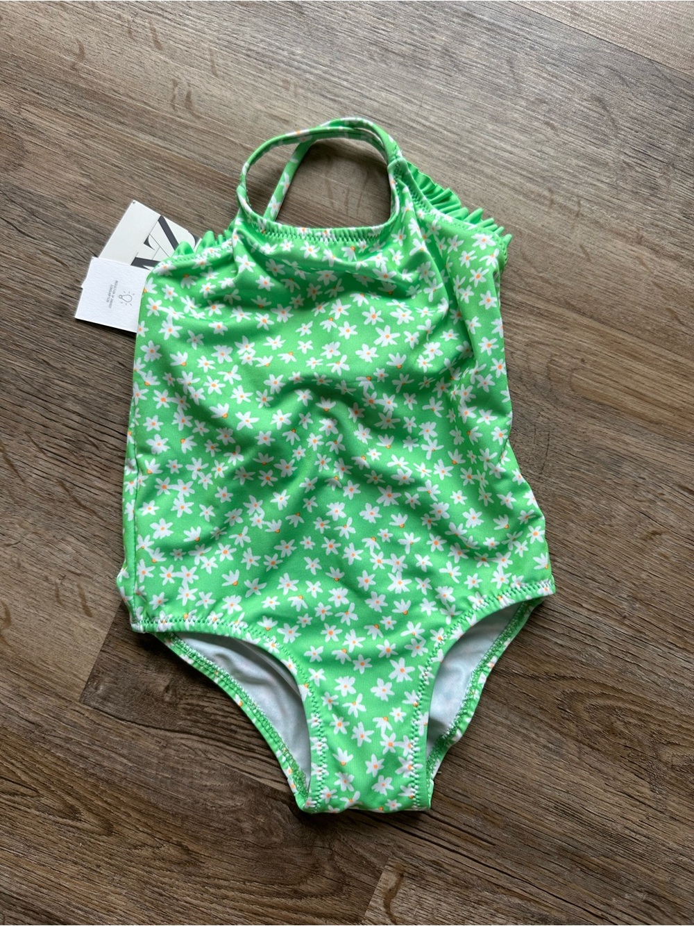 Zara Green Floral Girls One-Piece Swimsuit